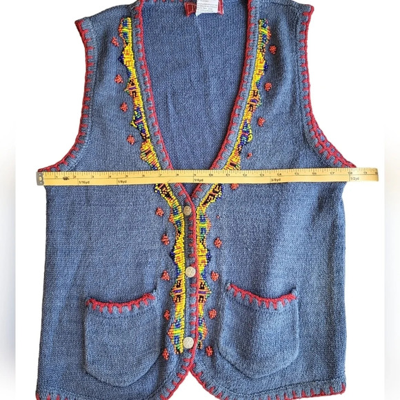 VTG Ivy Wear Navajo Beaded Silk Blend Sweater Vest - Picture 8 of 11